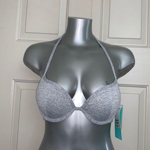 Grey padded bikini swim top